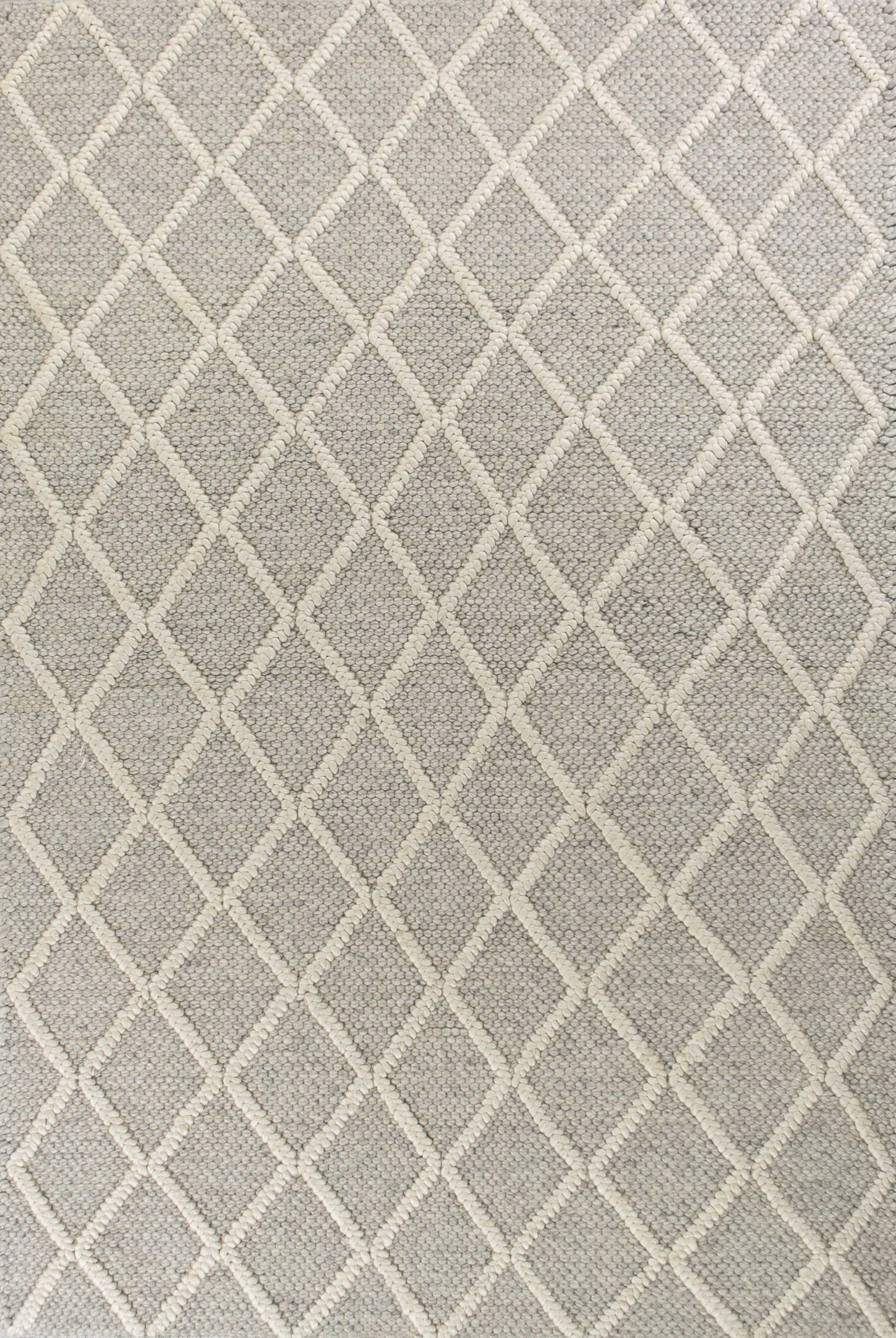 9' X 13' Grey Hand Woven Diamond Pattern Indoor Area Rug