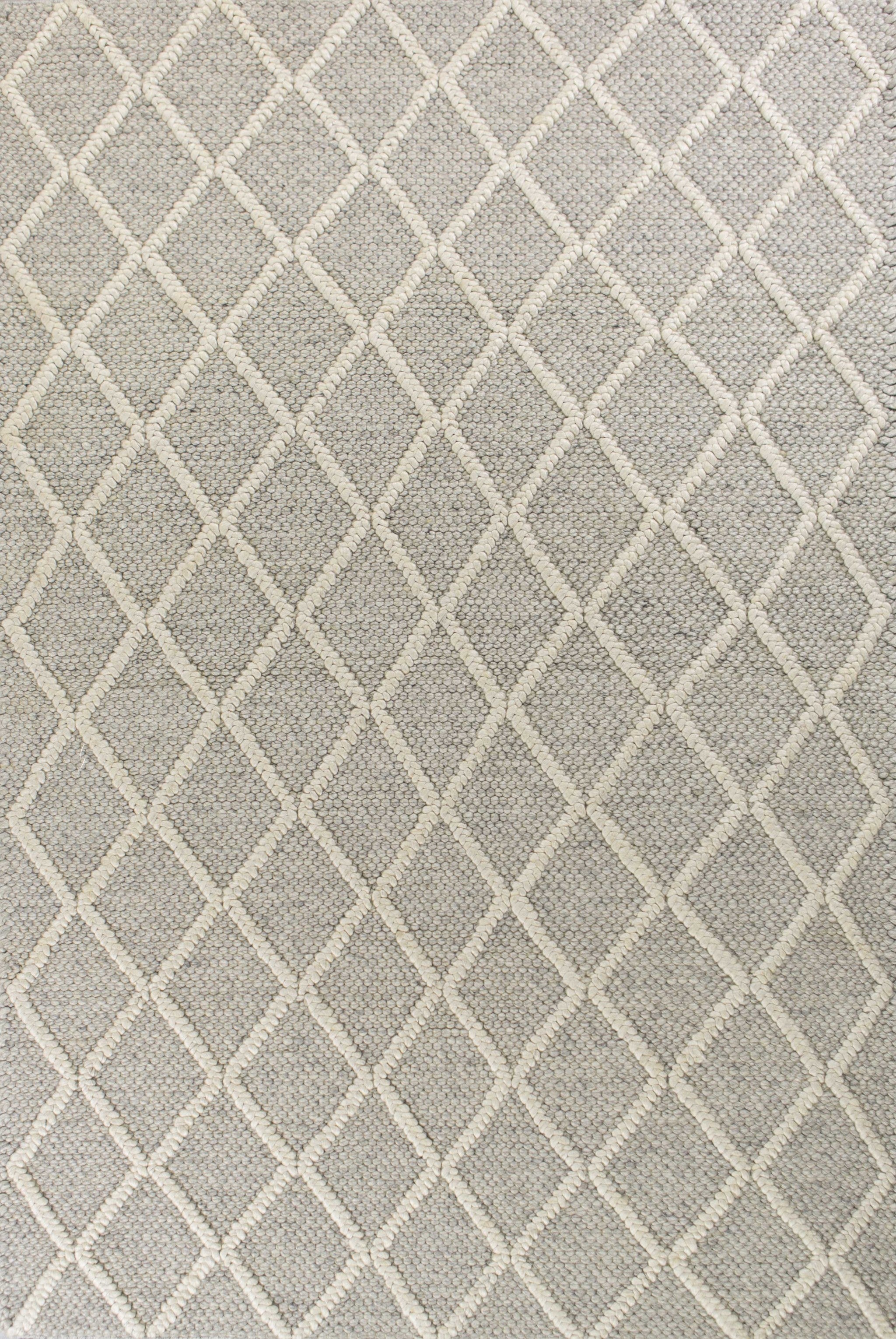 9' X 13' Grey Hand Woven Diamond Pattern Indoor Area Rug