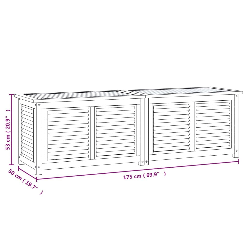 Patio Storage Box with Bag 68.9"x19.7"x21.7" Solid Wood Teak