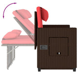 Reclining Patio Bench with Cushions Brown Poly Rattan