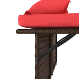 Reclining Patio Bench with Cushions Brown Poly Rattan