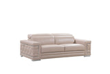 Two Piece Indoor Beige Italian Leather Five Person Seating Set