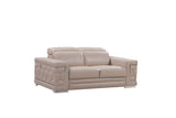 Two Piece Indoor Beige Italian Leather Five Person Seating Set