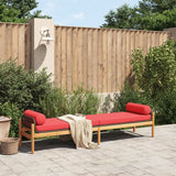 Patio Bench with Cushion Brown Poly Rattan Acacia