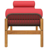 Patio Bench with Cushion Brown Poly Rattan Acacia