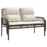 4 Piece Patio Sofa Set with Cushions Brown Poly Rattan
