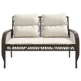 4 Piece Patio Sofa Set with Cushions Brown Poly Rattan