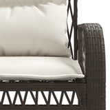 4 Piece Patio Sofa Set with Cushions Brown Poly Rattan