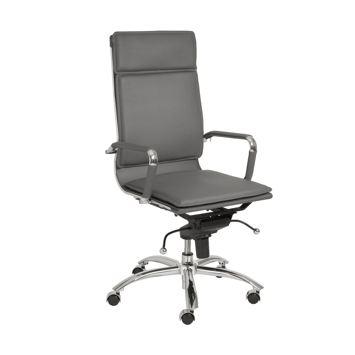 Gray and Silver Adjustable Swivel Faux Leather Rolling Executive Office Chair