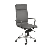 Gray and Silver Adjustable Swivel Faux Leather Rolling Executive Office Chair