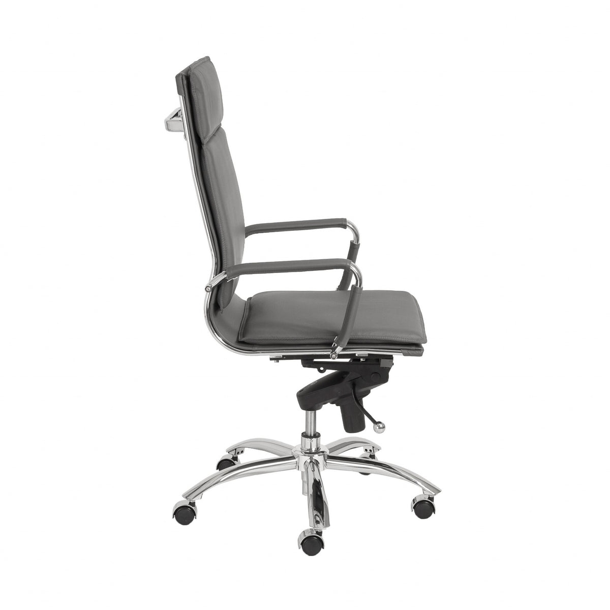 Gray and Silver Adjustable Swivel Faux Leather Rolling Executive Office Chair