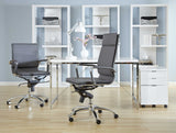 Gray and Silver Adjustable Swivel Faux Leather Rolling Executive Office Chair