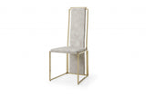 Set of Two Beige And Gold Upholstered Dining Side Chairs