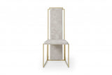 Set of Two Beige And Gold Upholstered Dining Side Chairs