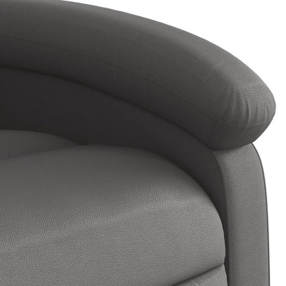 Massage Recliner Chair Gray Real Leather
