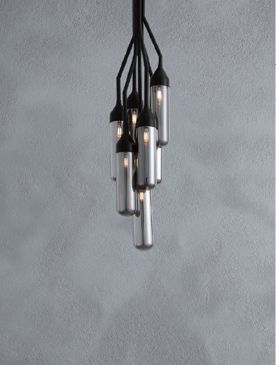 Shaded Empire Six Light Metal and Glass Flush Ceiling Light With Clear Shades
