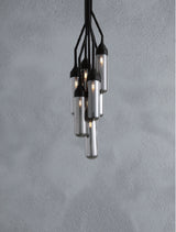 Shaded Empire Six Light Metal and Glass Flush Ceiling Light With Clear Shades