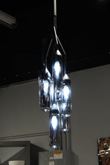 Shaded Empire Six Light Metal and Glass Flush Ceiling Light With Clear Shades
