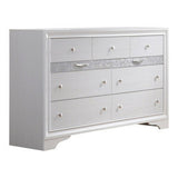 58" White Solid Wood Seven Drawer Triple Dresser