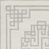 9' X 12' Ivory Grey Hand Tufted Bordered Greek Key Indoor Area Rug