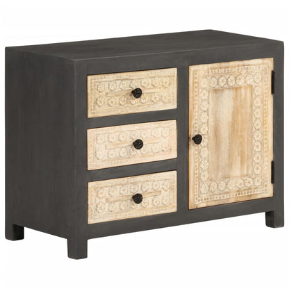 Sideboard Gray and White 29.5"x13.8"x21.7" Solid Mango Wood