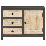 Sideboard Gray and White 29.5"x13.8"x21.7" Solid Mango Wood