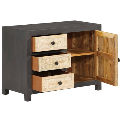 Sideboard Gray and White 29.5"x13.8"x21.7" Solid Mango Wood