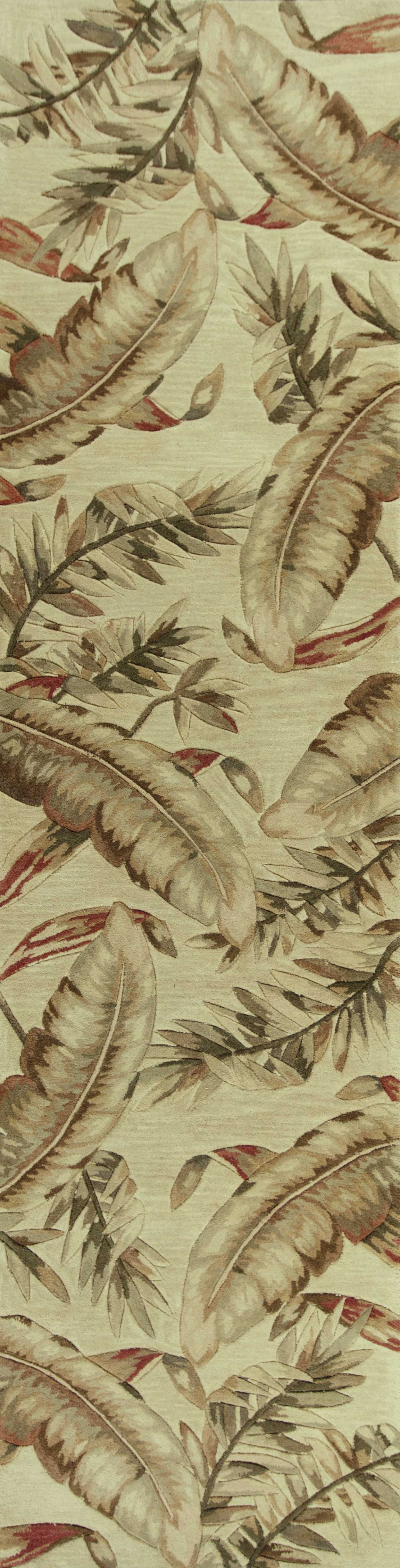 9' X 12' Ivory Hand Tufted Tropical Leaves Indoor Area Rug