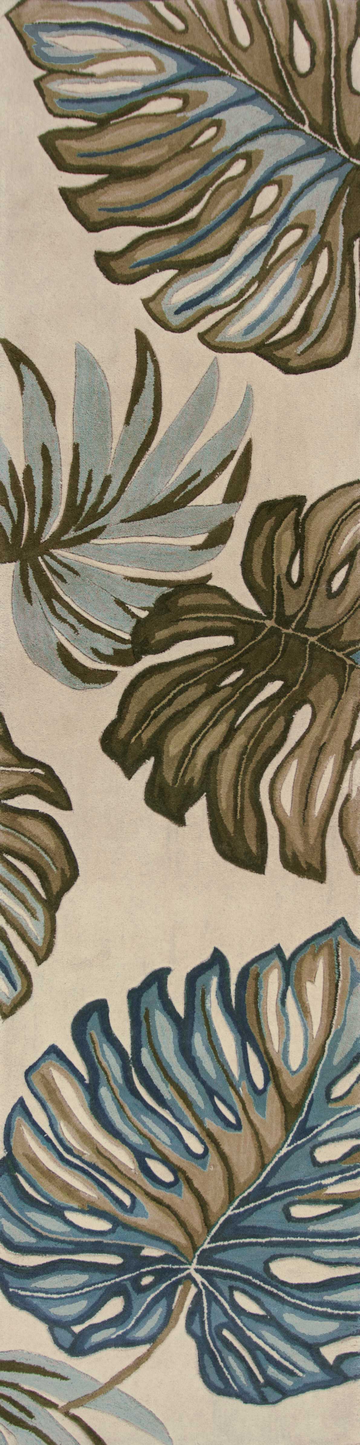 9' X 12' Ivory Hand Tufted Monstera Indoor Area Rug