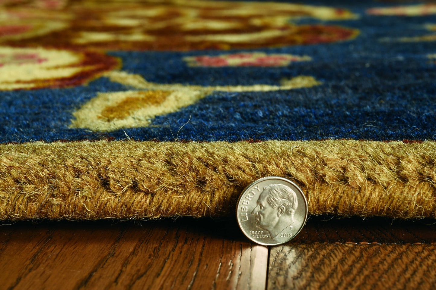 9' X 13' Navy Blue Hand Tufted Floral Indoor Area Rug