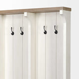 White And Medium Brown Wood Hall Tree With Storage