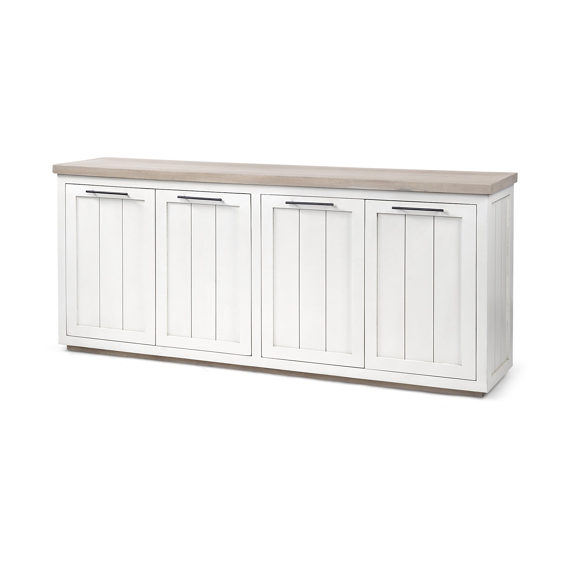 73" Brown and White Solid Wood Sideboard with Four Doors
