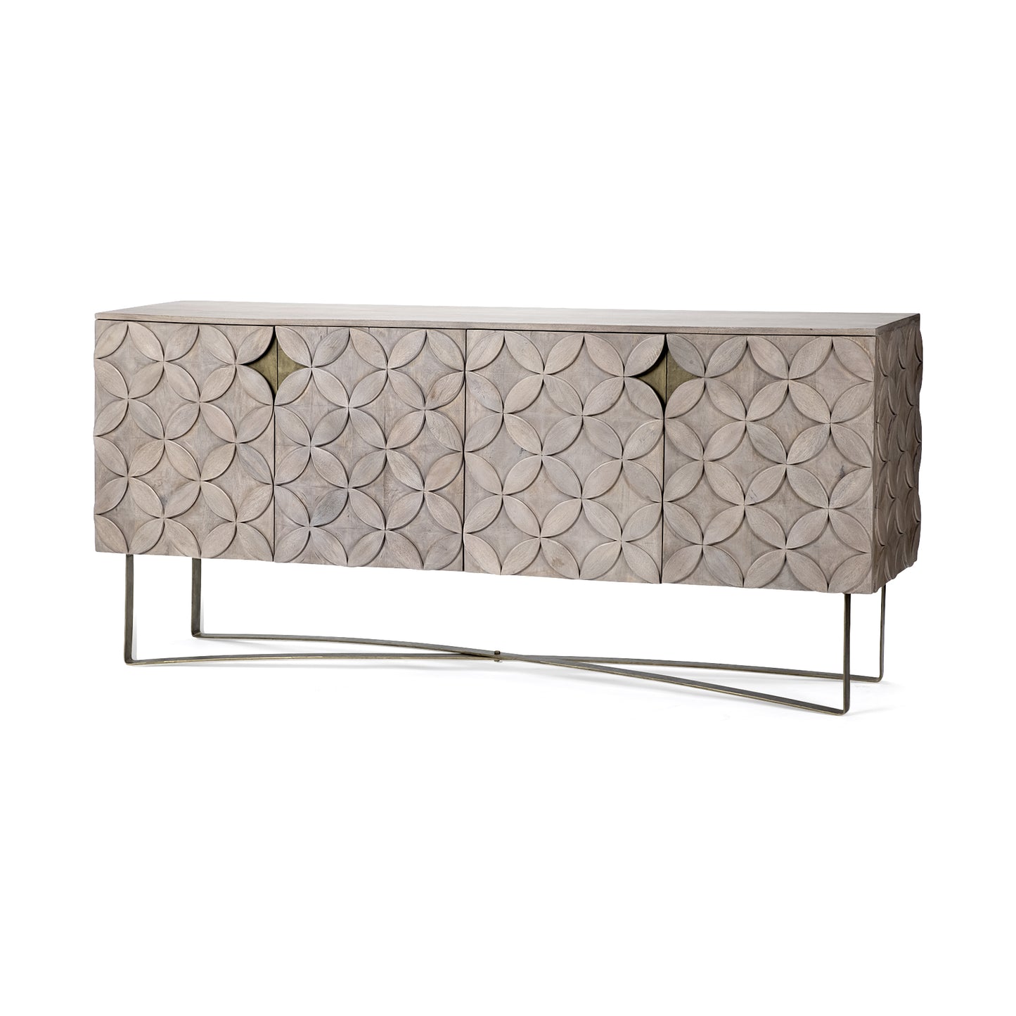 72" Light Brown Solid Wood Sideboard with Four Doors