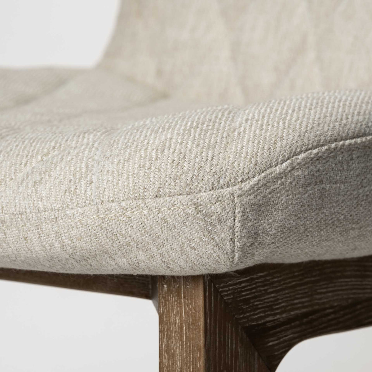 Cream And Brown Upholstered Fabric Dining Side Chair