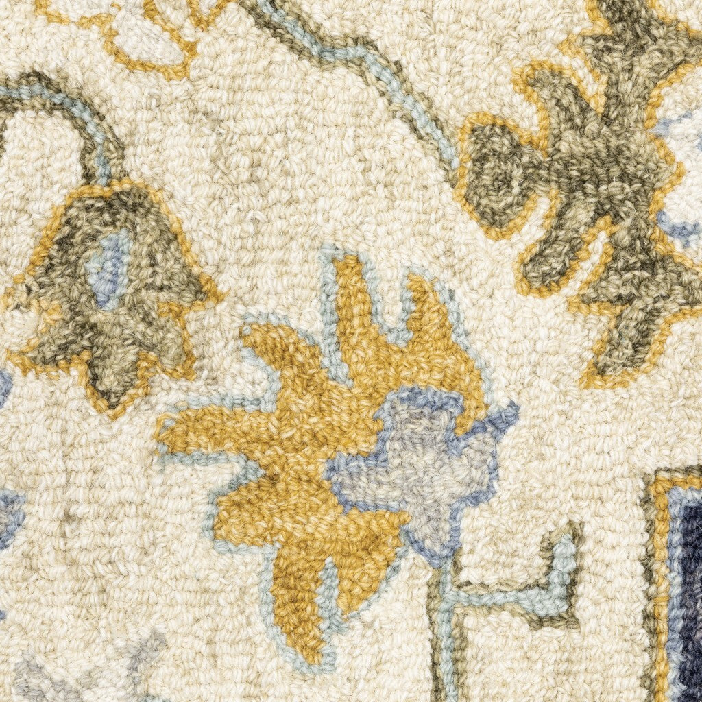 10' X 13' Blue And Ivory Bohemian Rug