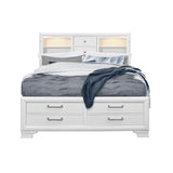 Solid Wood King White Eight Drawers Bed