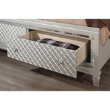 Champagne Tone Queen Bed With Padded Headboard  Led Lightning  2 Drawer
