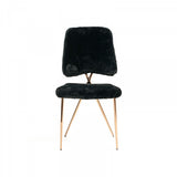 Set Of 2 Gold Black Fabric Solid Back Dining Chairs
