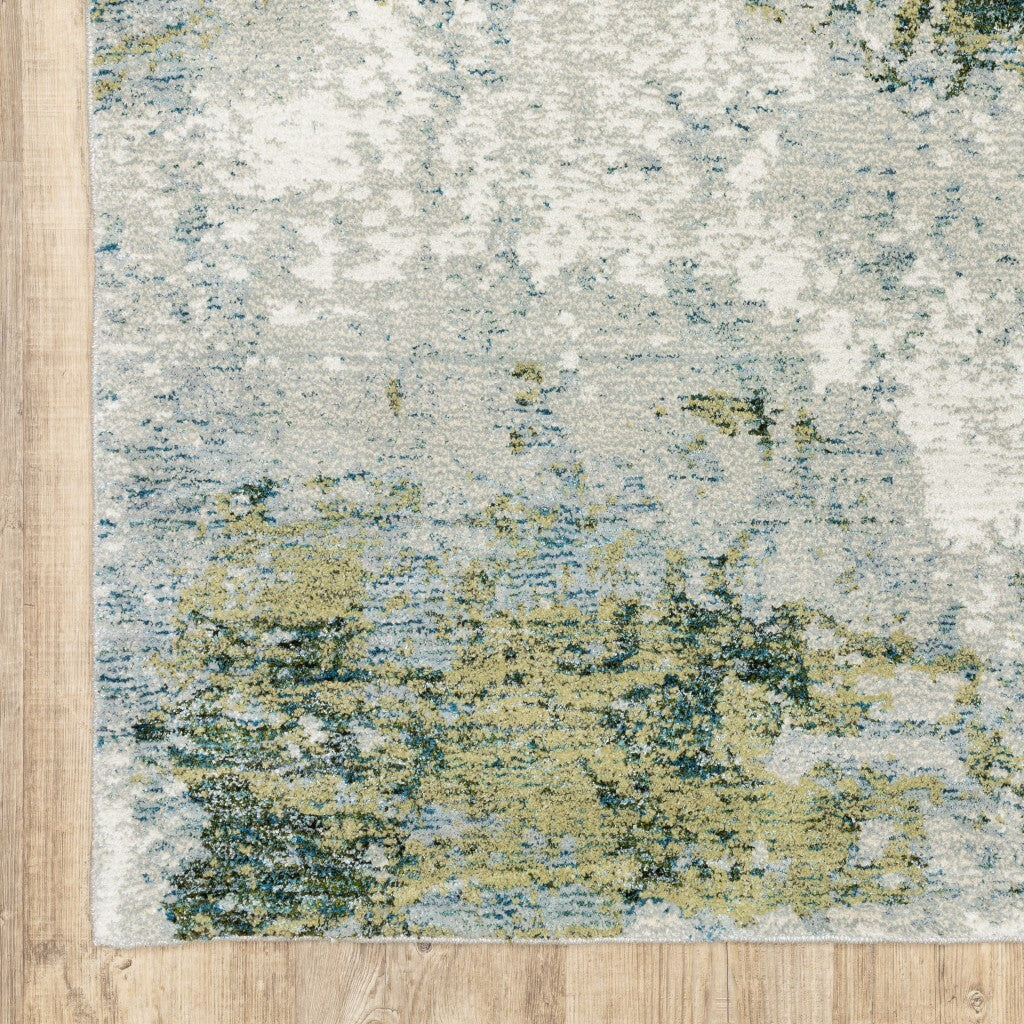 8' Blue Green Round Power Loom Area Rug
