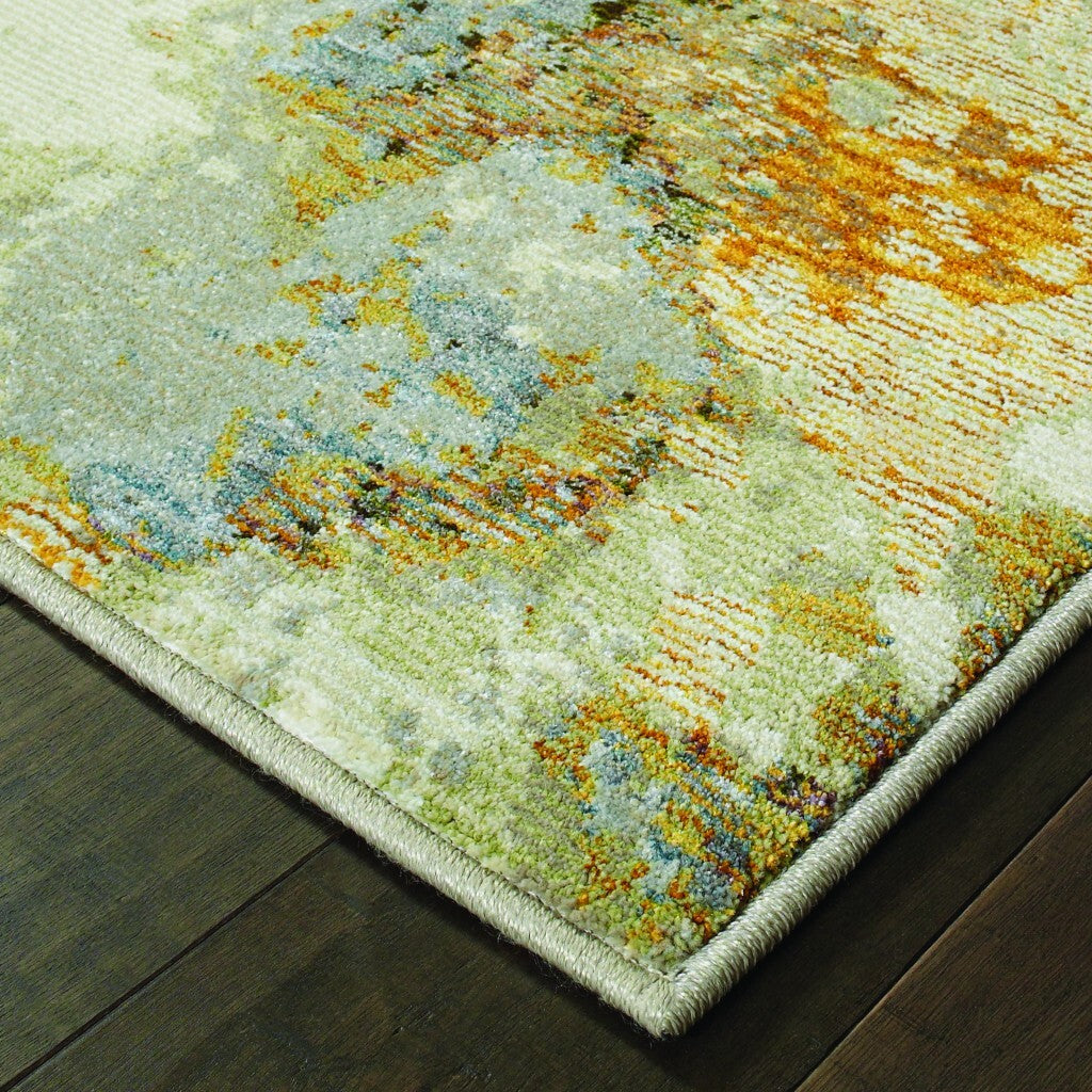 8' X 11' Gold and Ivory Power Loom Area Rug
