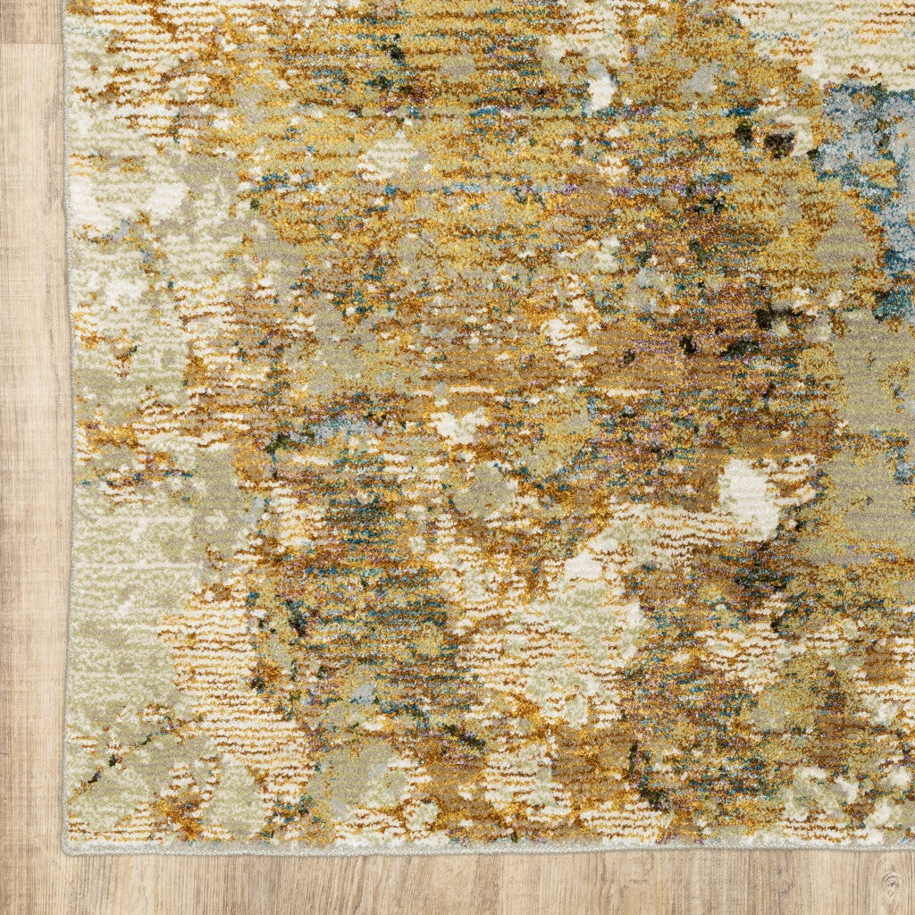 8' X 11' Gold and Ivory Power Loom Area Rug
