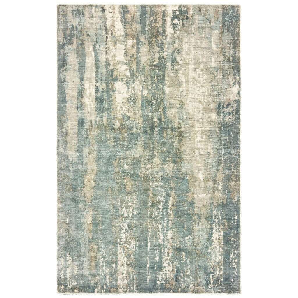 6' X 9' Blue And Gray Abstract Splash Indoor Area Rug