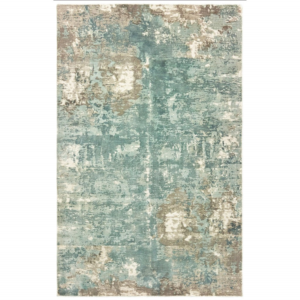 6' X 9' Blue And Gray Abstract Pattern Indoor Area Rug