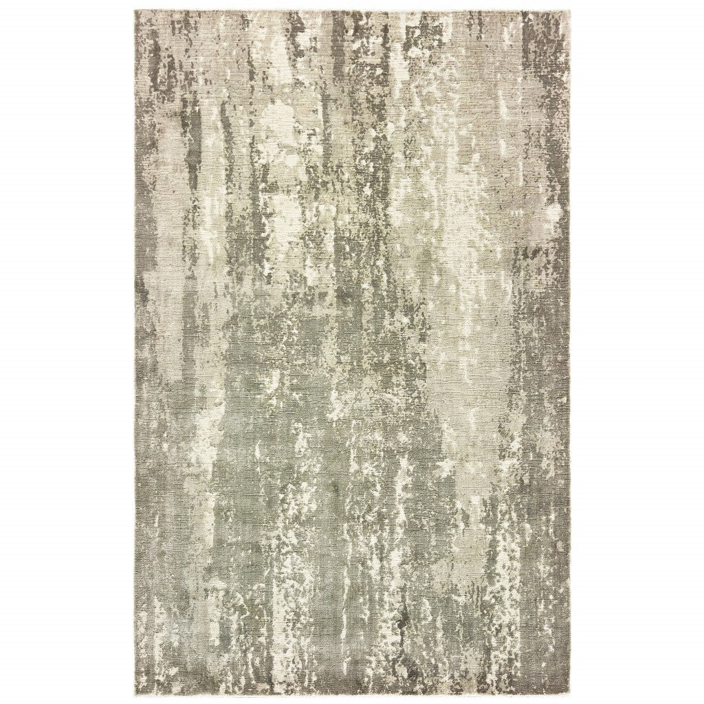 6' X 9' Gray And Ivory Abstract Splash Indoor Area Rug