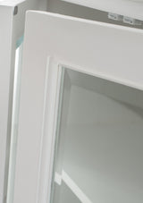 35" White Wood and Glass Two Door Accent Cabinet