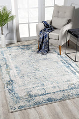8' X 10' Blue and Ivory Abstract Area Rug