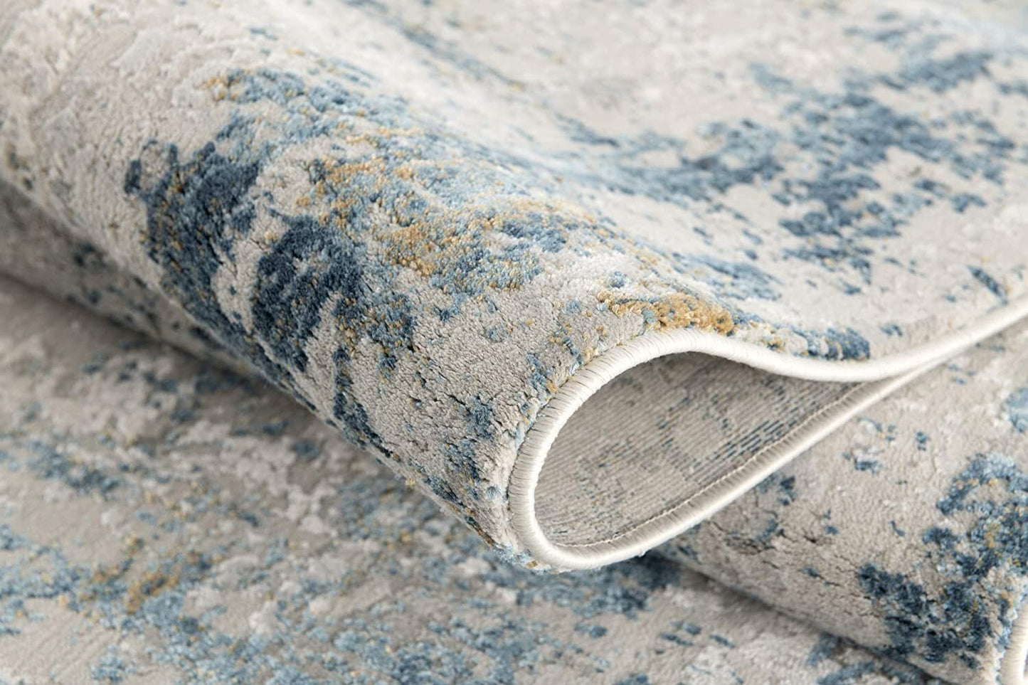 8' X 10' Blue and Ivory Abstract Area Rug