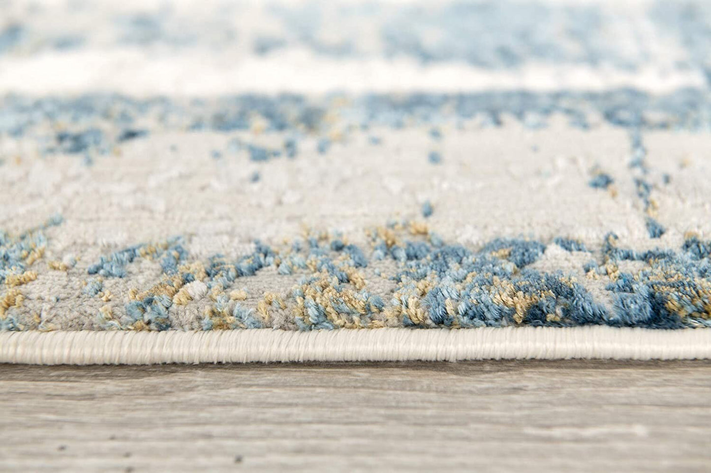 8' X 10' Blue and Ivory Abstract Area Rug