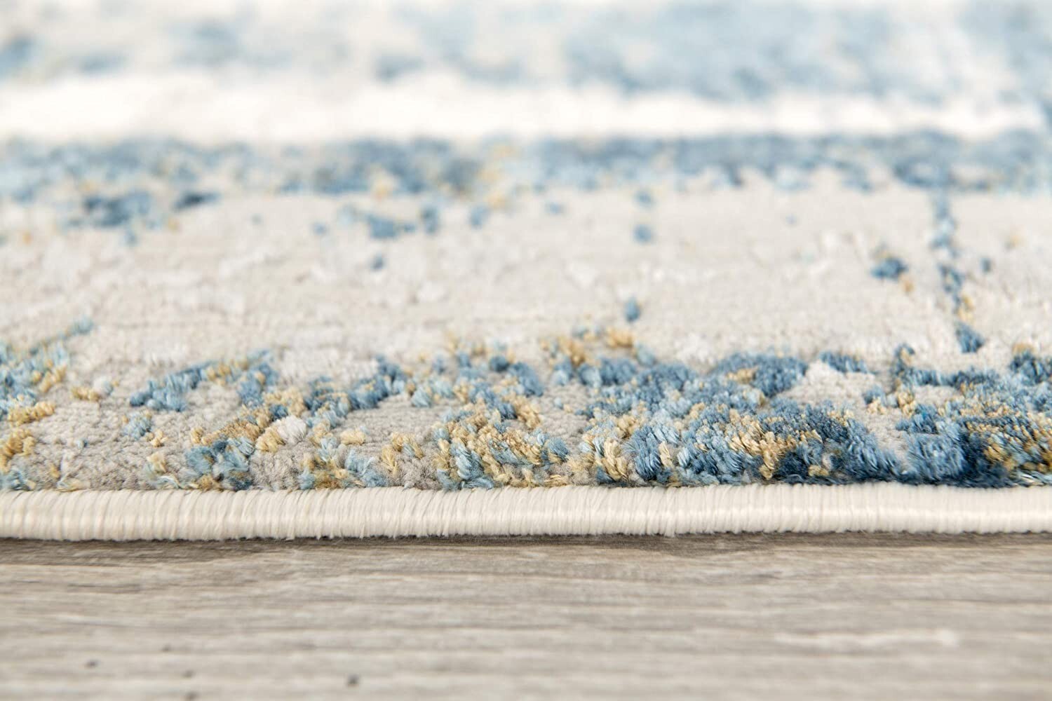 8' X 10' Blue and Ivory Abstract Area Rug