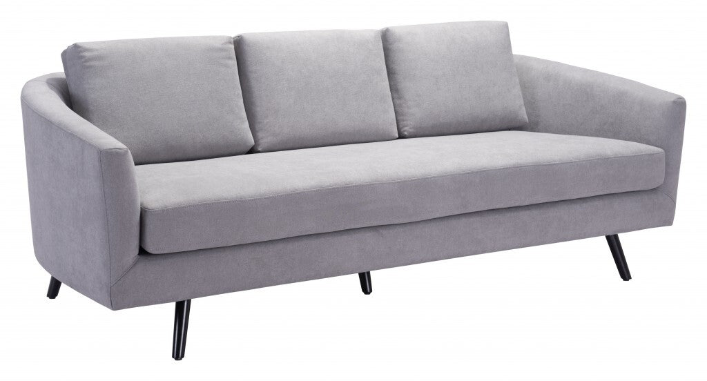 79" Gray Polyester Sofa With Black Legs